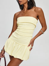 Mousse Strapless Mini Dress Lemon Tall